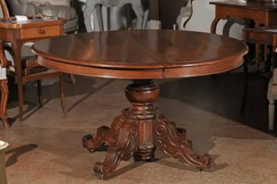 French Napol on III Walnut Pedestal Table with Carved Feet from the 1850s