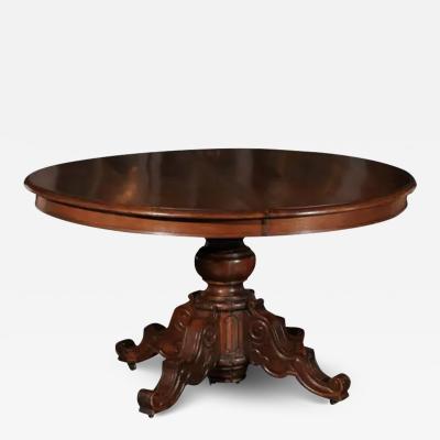 French Napol on III Walnut Pedestal Table with Carved Feet from the 1850s