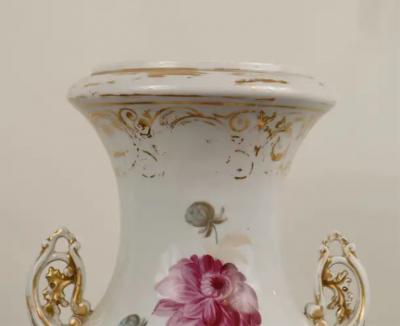 French Napoleon III 19th Century Hand Painted Porcelain Vase with Floral D cor