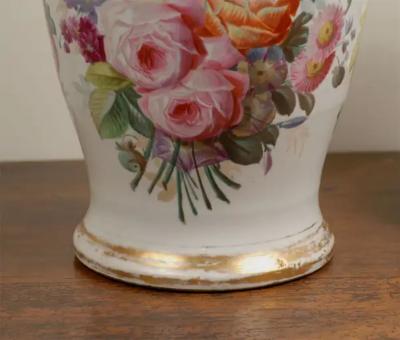 French Napoleon III 19th Century Hand Painted Porcelain Vase with Floral D cor
