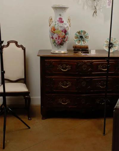 French Napoleon III 19th Century Hand Painted Porcelain Vase with Floral D cor