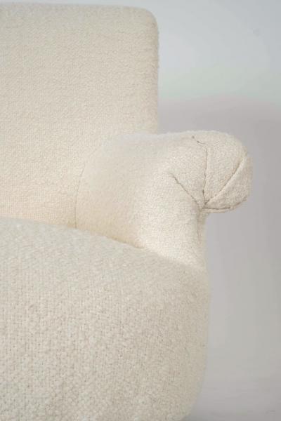 French Napoleon III Armchair in White Boucle