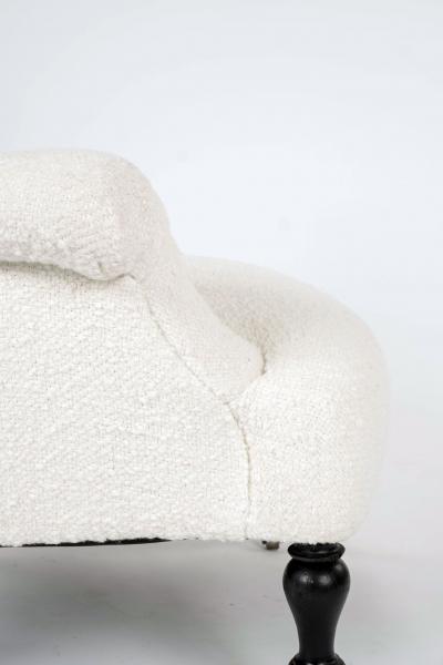 French Napoleon III Armchair in White Boucle