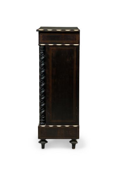 French Napoleon III Bone and Wood Floral Inlaid Credenza Cabinet
