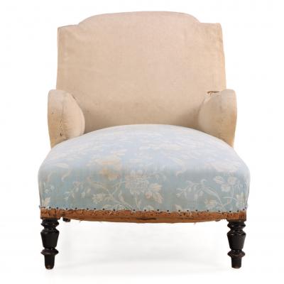 French Napoleon III Chaise Longue with Turned Legs C 1860