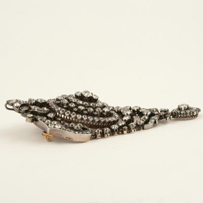 French Napoleon III Diamond Silver and Gold Brooch