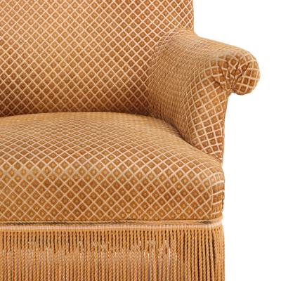 French Napoleon III Library Chair Resting on Ebonized Turned Feet C 1860