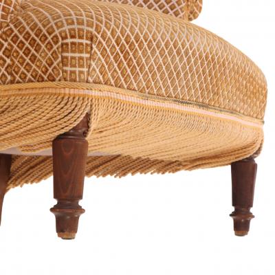 French Napoleon III Library Chair Resting on Ebonized Turned Feet C 1860