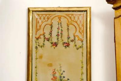 French Napoleon III Period Painted Decorative Panels with Bouquets circa 1860