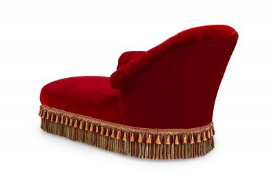 French Napoleon III Style Red Tufted Chaise Lounge Sofa