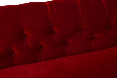 French Napoleon III Style Red Tufted Chaise Lounge Sofa