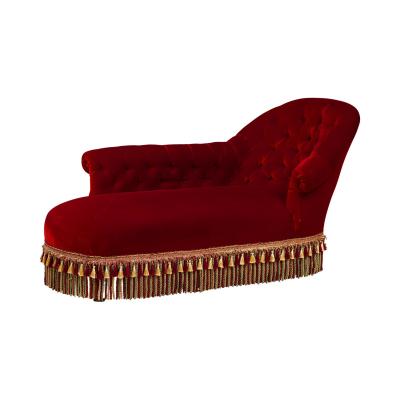 French Napoleon III Style Red Tufted Chaise Lounge Sofa