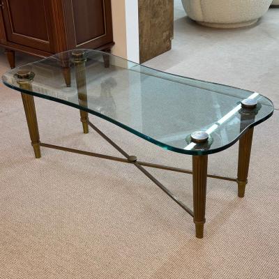 French Neo Classical Glass Top Coffee Table Mid Century Modern PE Guerin Style