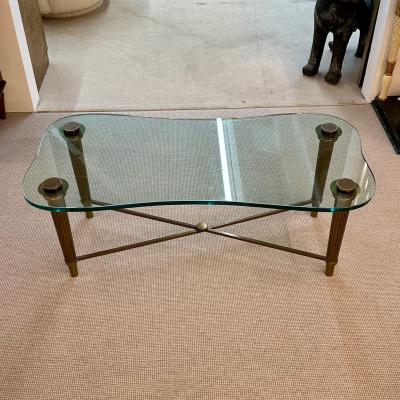 French Neo Classical Glass Top Coffee Table Mid Century Modern PE Guerin Style