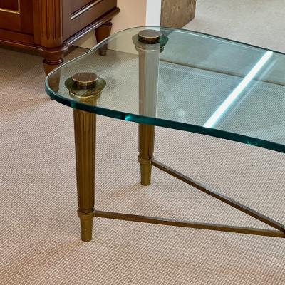 French Neo Classical Glass Top Coffee Table Mid Century Modern PE Guerin Style