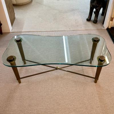 French Neo Classical Glass Top Coffee Table Mid Century Modern PE Guerin Style