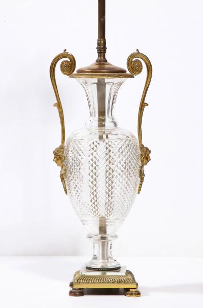 French Neoclassic Crystal Bronze Lamp