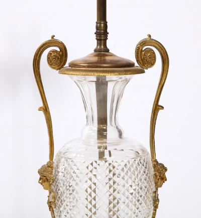 French Neoclassic Crystal Bronze Lamp
