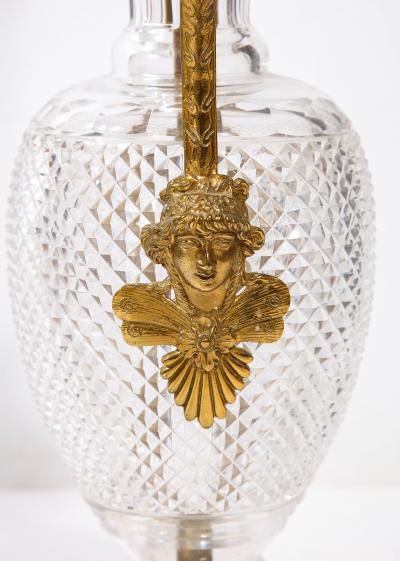 French Neoclassic Crystal Bronze Lamp