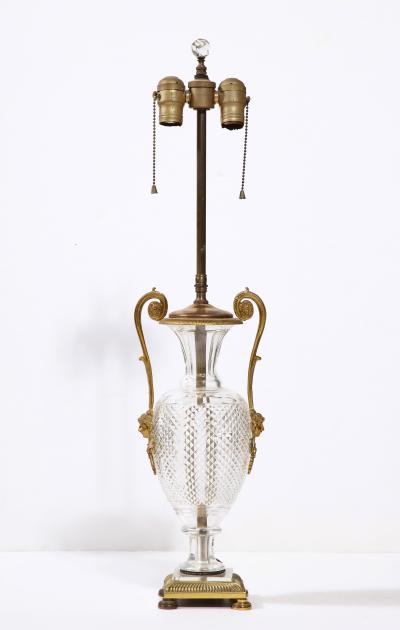 French Neoclassic Crystal Bronze Lamp
