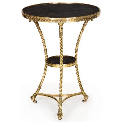 French Neoclassical Bronze Rooster Marble Side Table Gueridon