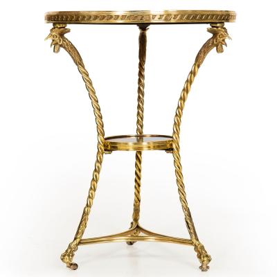 French Neoclassical Bronze Rooster Marble Side Table Gueridon