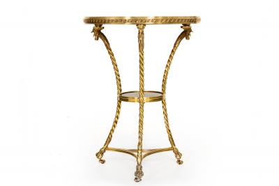 French Neoclassical Bronze Rooster Marble Side Table Gueridon