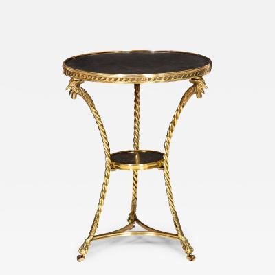 French Neoclassical Bronze Rooster Marble Side Table Gueridon