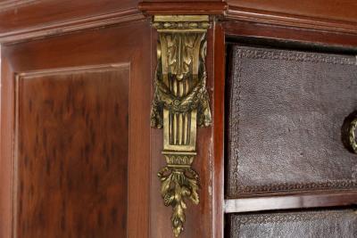 French Neoclassical Leather and Mahogany Cartonnier 19th Century