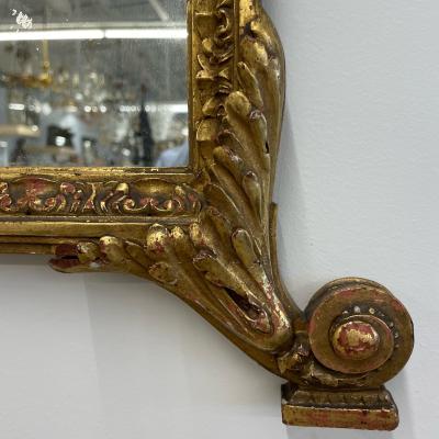 French Neoclassical Style Giltwood Wall Console Mirror with Oval Artwork