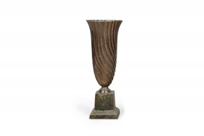 French Neoclassical Tall Brass Vases with Swirl Design