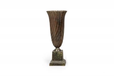 French Neoclassical Tall Brass Vases with Swirl Design