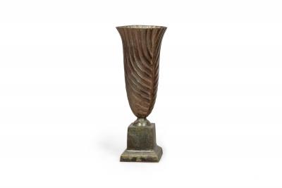 French Neoclassical Tall Brass Vases with Swirl Design