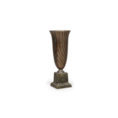 French Neoclassical Tall Brass Vases with Swirl Design