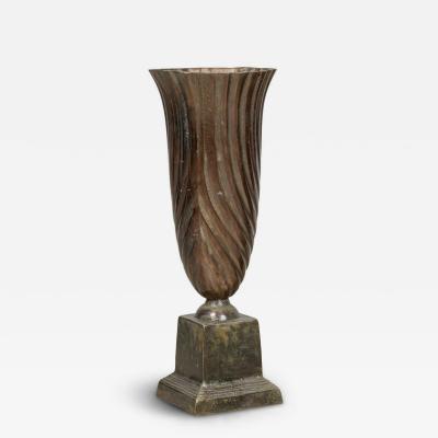 French Neoclassical Tall Brass Vases with Swirl Design