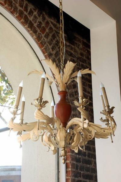 French Neoclassical Tole Chandelier
