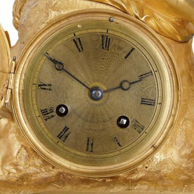 French Neoclassical malachite and gilt bronze mantel clock