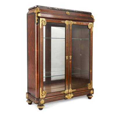 French Neoclassical style gilt bronze mounted ebonised wood display cabinet