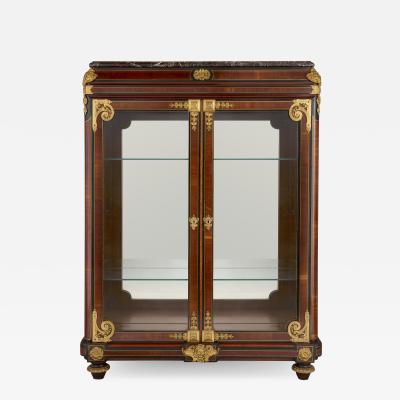 French Neoclassical style gilt bronze mounted ebonised wood display cabinet