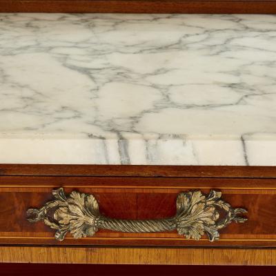 French Neoclassical style gilt bronze mounted wooden side table