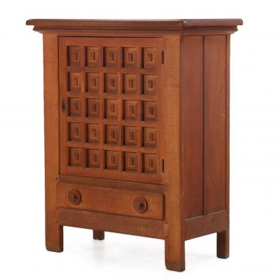 French Oak Brutalist Style Cabinet C 1960 