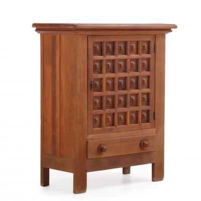 French Oak Brutalist Style Cabinet C 1960 