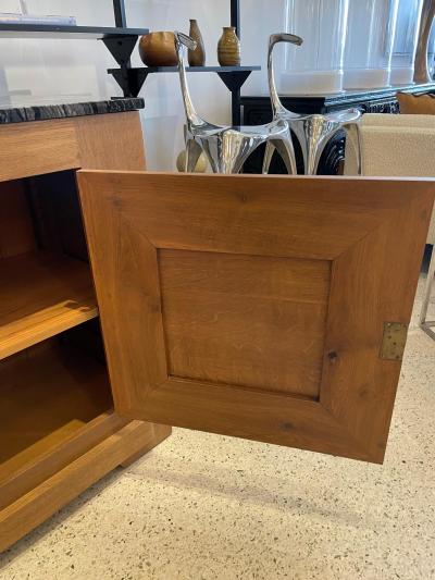 French Oak Buffet W Geometric Details and Marble Top