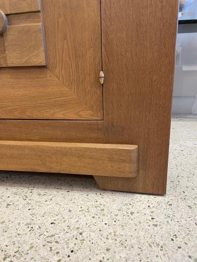 French Oak Buffet W Geometric Details and Marble Top