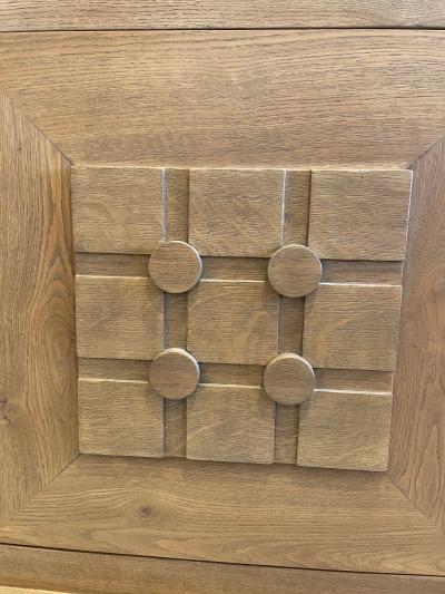 French Oak Buffet W Geometric Details and Marble Top