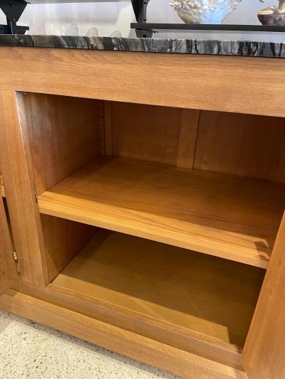 French Oak Buffet W Geometric Details and Marble Top