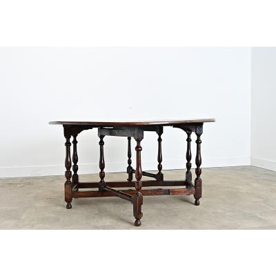 French Oak Gate Leg Drop leaf Dining Table