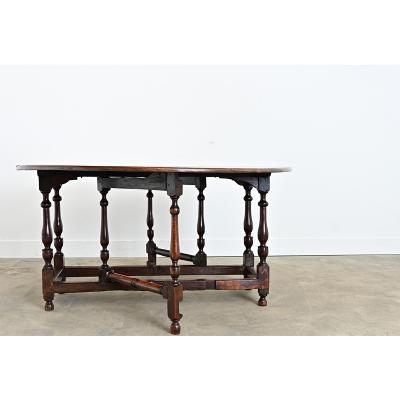 French Oak Gate Leg Drop leaf Dining Table
