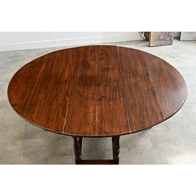 French Oak Gate Leg Drop leaf Dining Table
