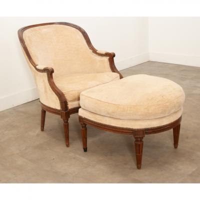 French Oak Louis XVI Style Bergere Ottoman